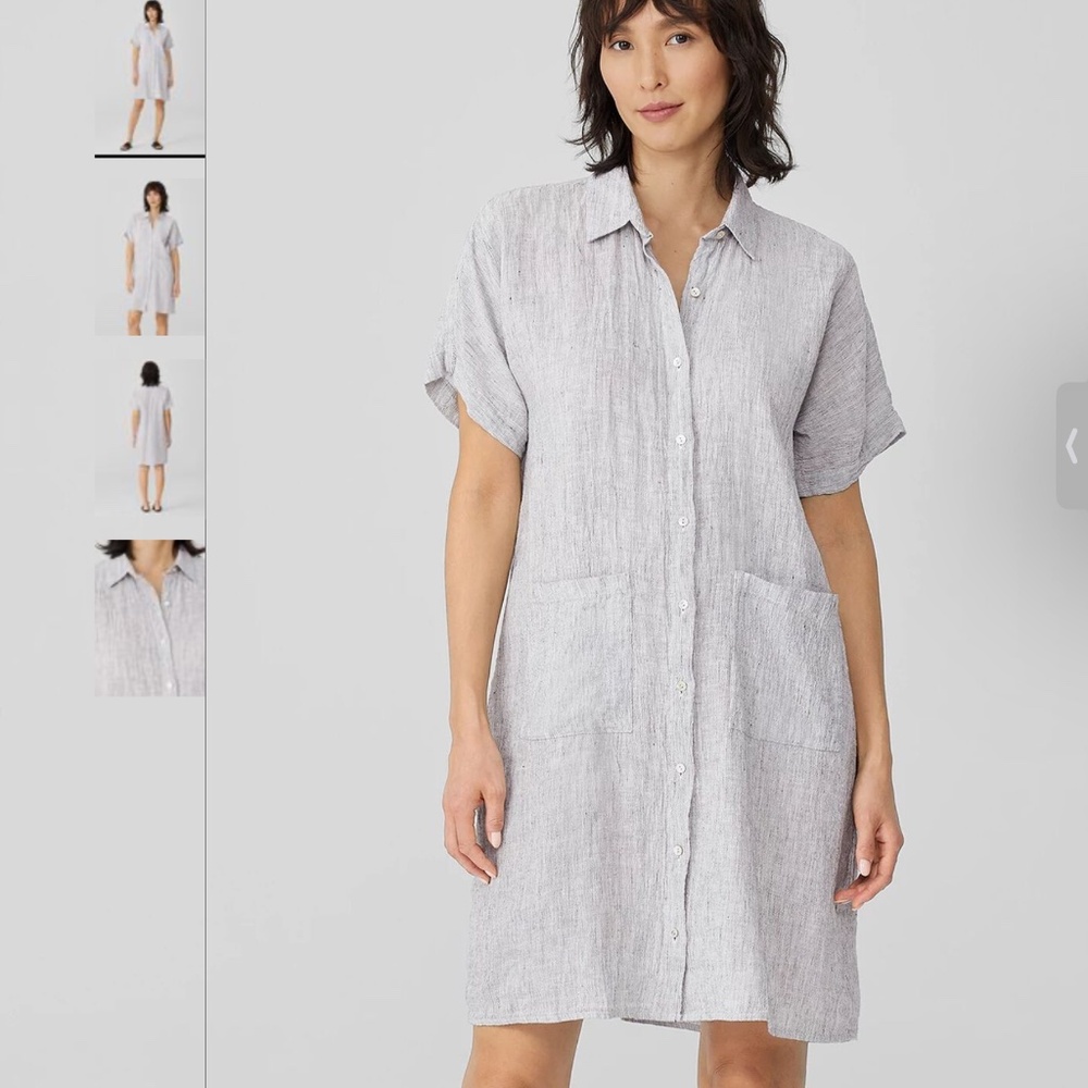 Eileen Fisher Organic Linen Crinkle Shirtdress